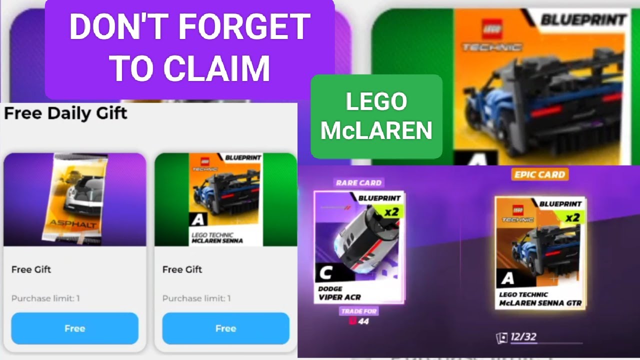 DAY 2 LEGO McLAREN BLUEPRINTS FREE DAILY GIFT AsphaltLegendsUnite