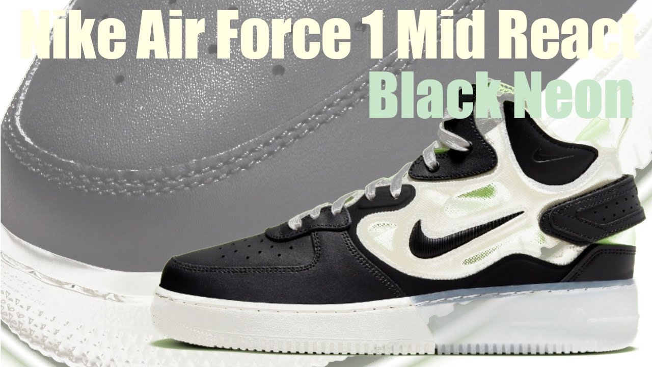 Nike Air Force 1 Mid React Black Neon DQ1872-100