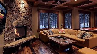 RELAXING ATMOSPHERE Beautiful Snow. Fireplace Sounds.