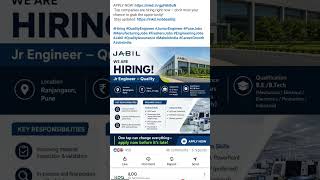 Quality Engineer requirement Jabil Company #campusplacement #mechanicalengineerinterview #diploma