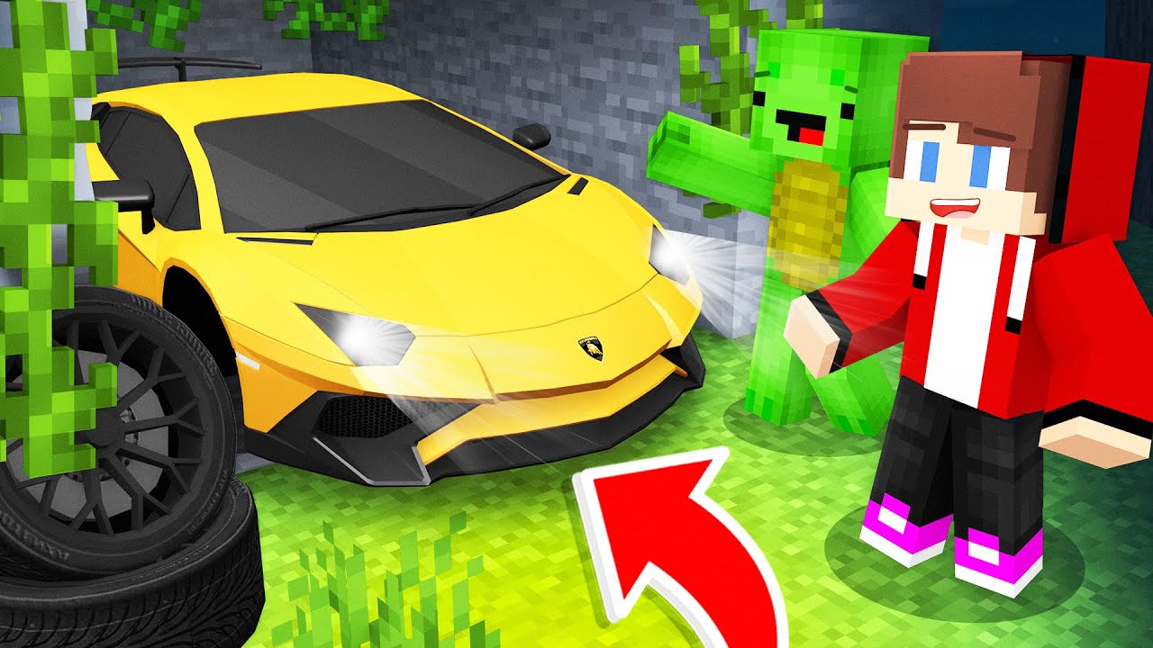 Hidden Lamborghini Found by JJ and Mikey in Minecraft! - Maizen Animation