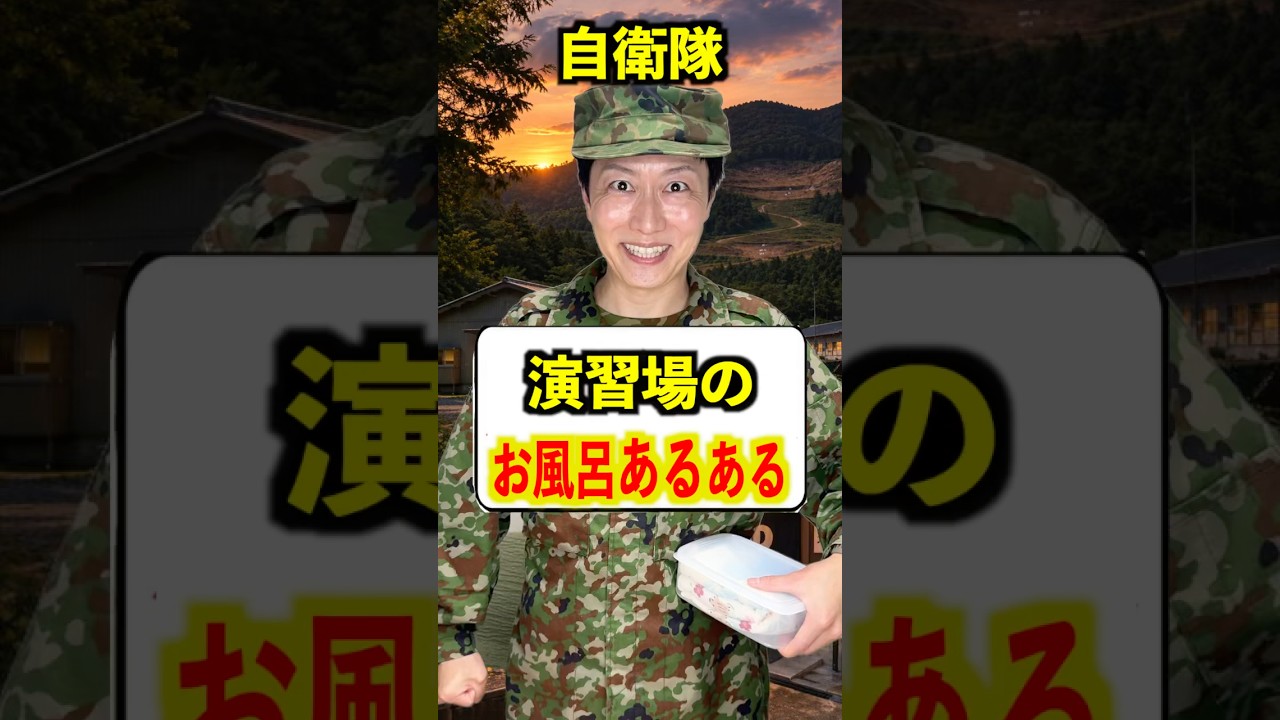 演習場のお風呂に入る自衛官