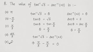 Trigonometry Challenge | Find the Value of tan⁻¹√3 − sec⁻¹(2)#trigonometry#math