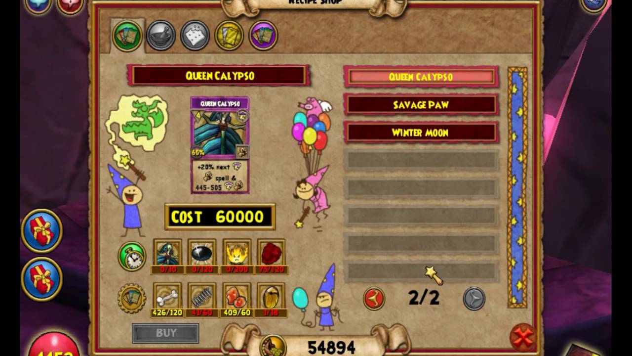 W101 Wizard 101 Queen Calypso Athena Battle Sight Hephaestus Crafting