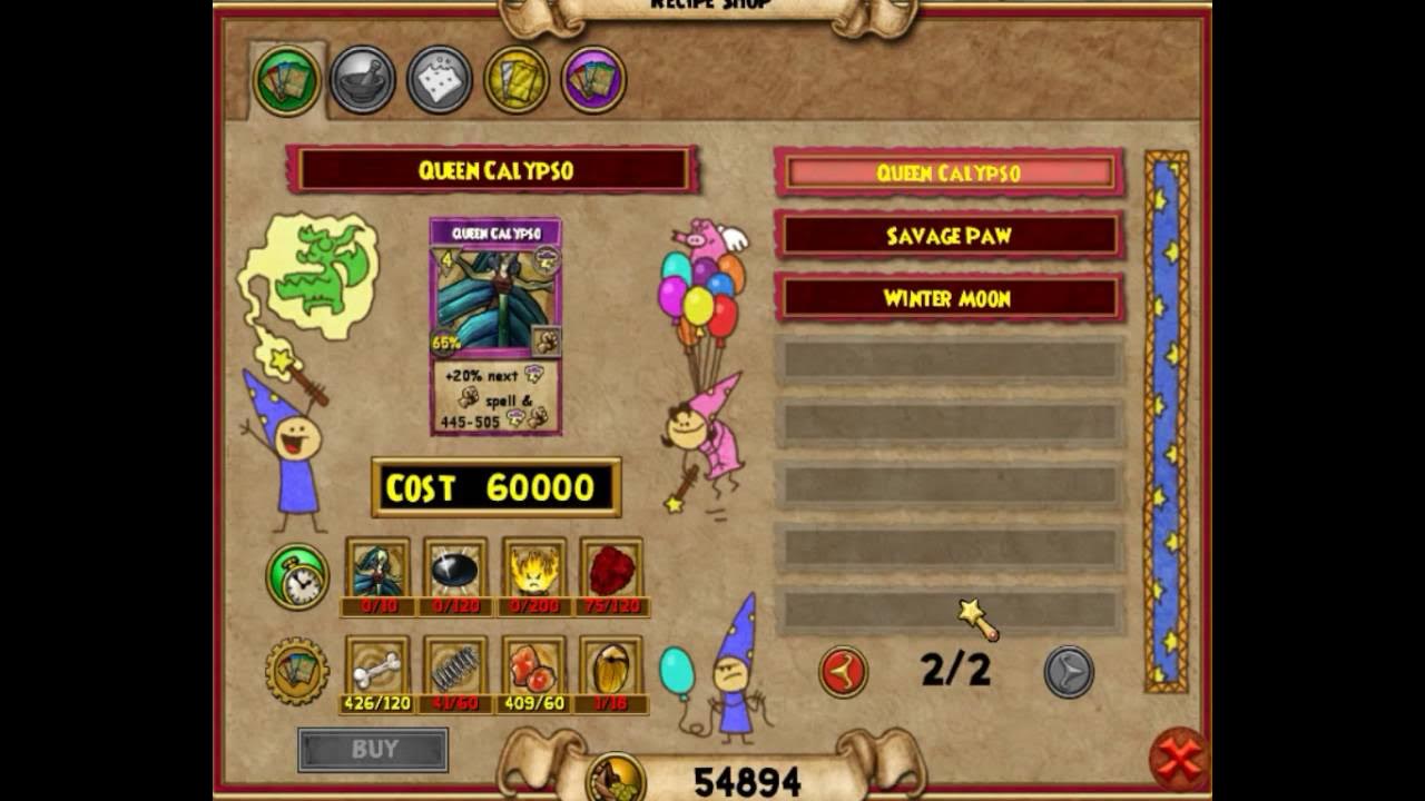 W101 Wizard 101 Queen Calypso Athena Battle Sight Hephaestus Crafting