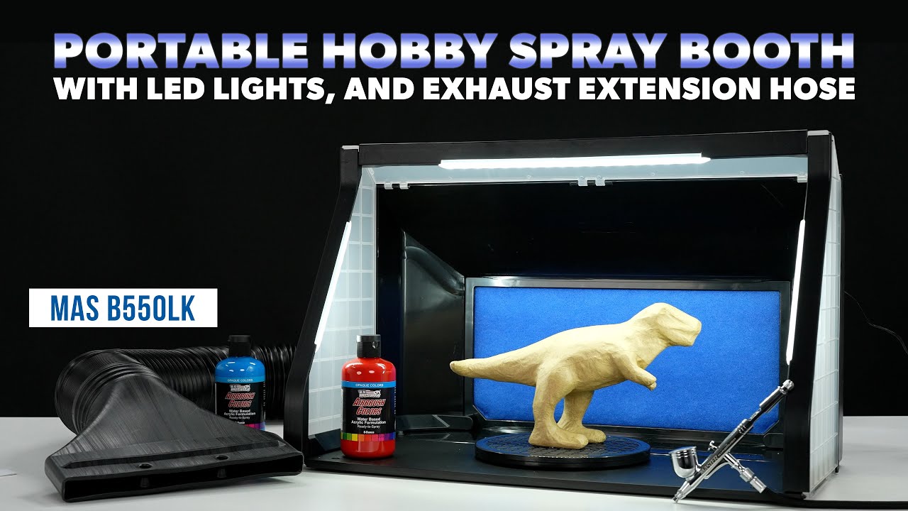 Portable Hobby Airbrush Paint Spray Booth Kit Exhaust Filter LED