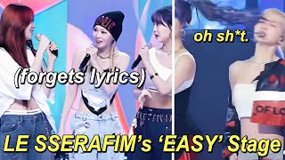 Yunjin forgets lyrics, Chaewon gets slapped in the face | LE SSERAFIM's funny 'EASY' stage moments