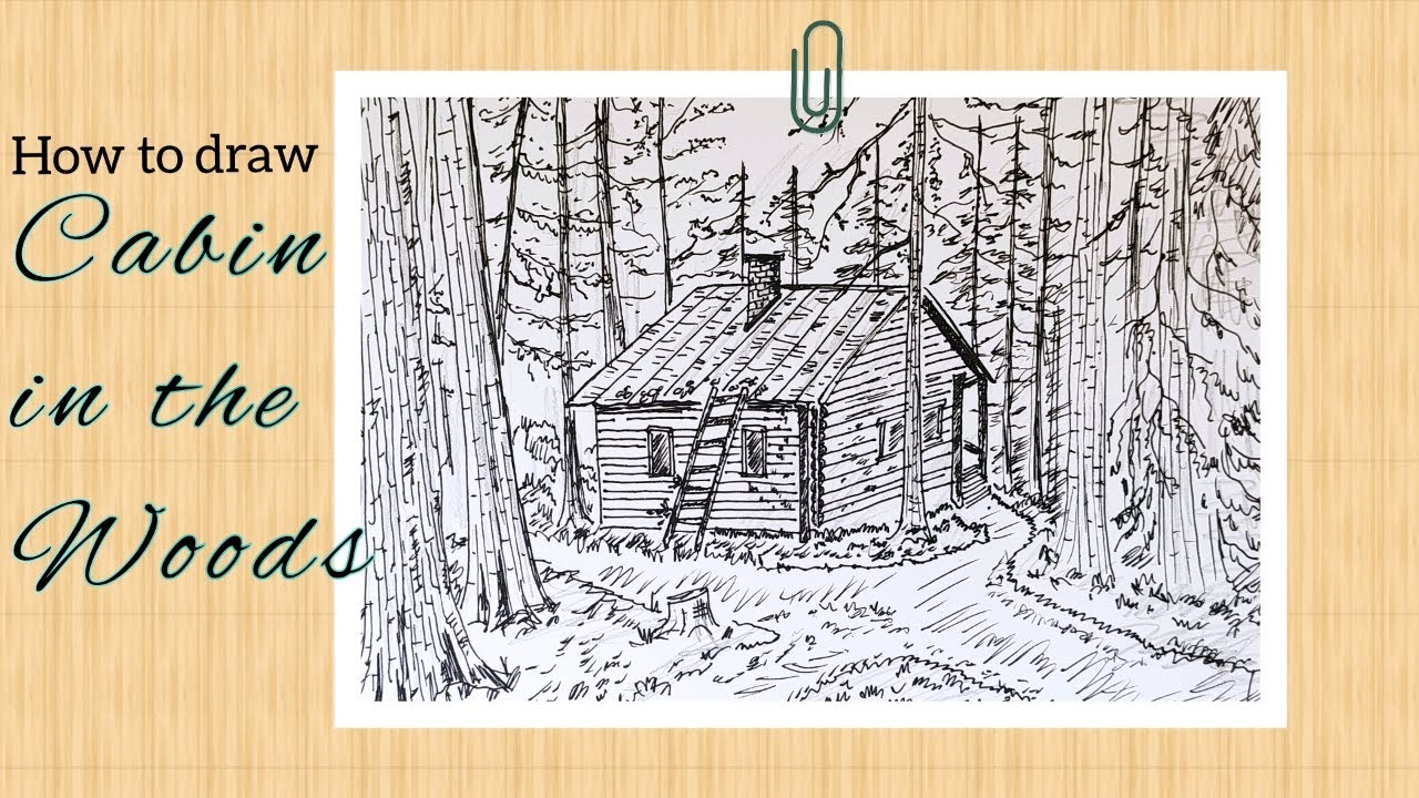 How to draw cabin in the woods | pencil and pen | (subscriber request