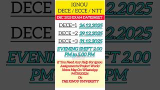 IGNOU ECCE NTT DECE Exam datesheet#ignouexam #ignoudatesheet#ignoudevesh#ignousolvedassignment