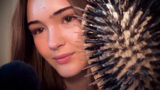 ASMR Face + Hair Brushing For Anxiety 🤍 (personal attention, soft spoken/whispered)  screenshot 2