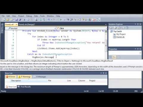 Visual Basic Tutorial   135   Exit Try And Throw