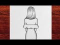 Beautiful Girl Back Pose Pencil Sketch 🌸 #pencildrawing #sketchtutorial #sketchtutorial #artvideo