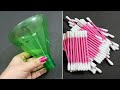 3 Amazing Home Decor Ideas Using Plastic bottle and Cotton Buds - Waste Material Craft