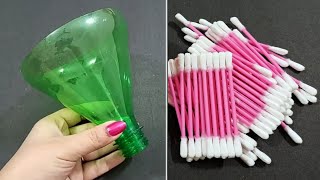 3 Amazing Home Decor Ideas Using Plastic bottle and Cotton Buds - Waste Material Craft