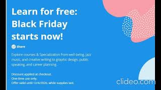 Coursera Free Courses | Black Friday Sale on all Courses |Cousera free Certificates | 100% FREE