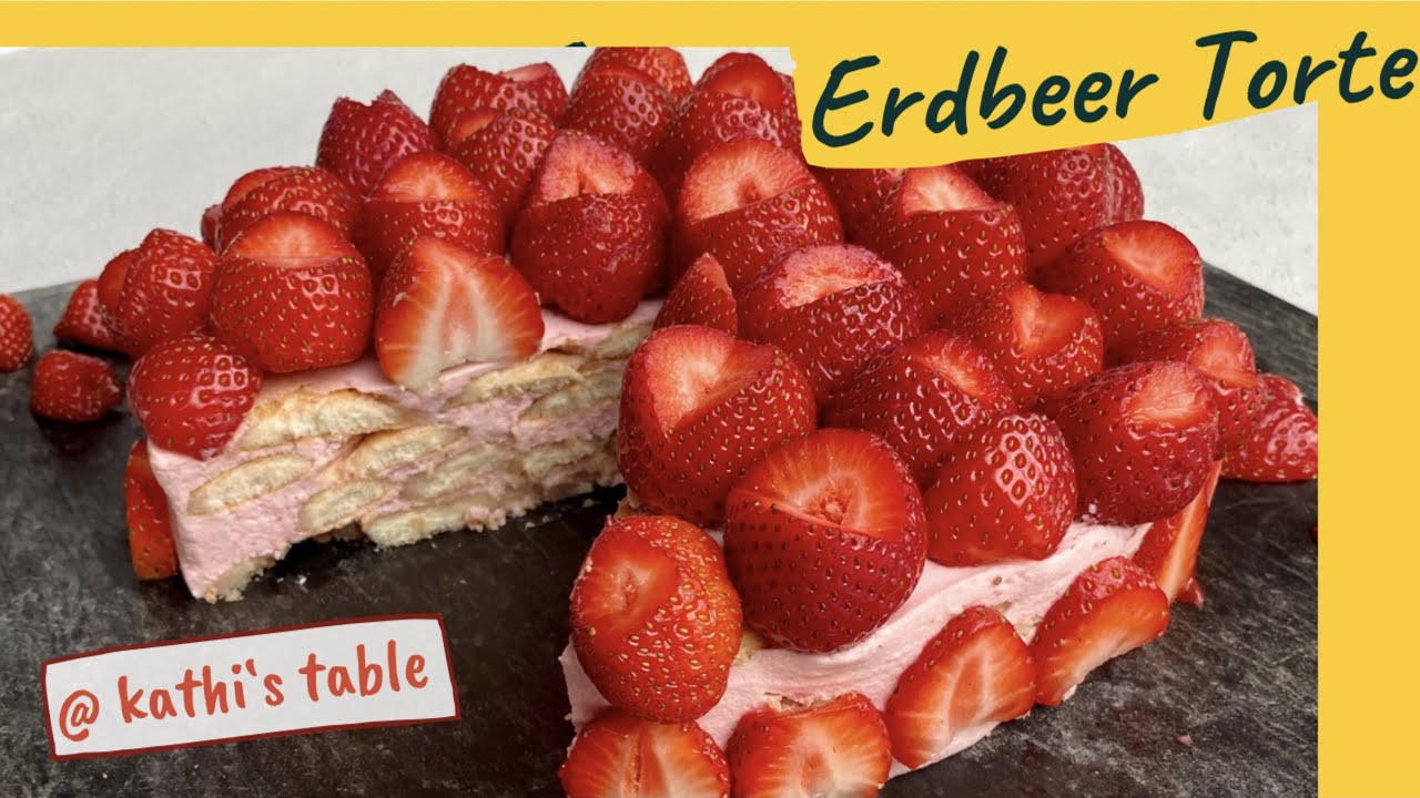 Erdbeer Biskotten Torte / ohne backen / mit Löffelbiskuit / Erdbeer ...