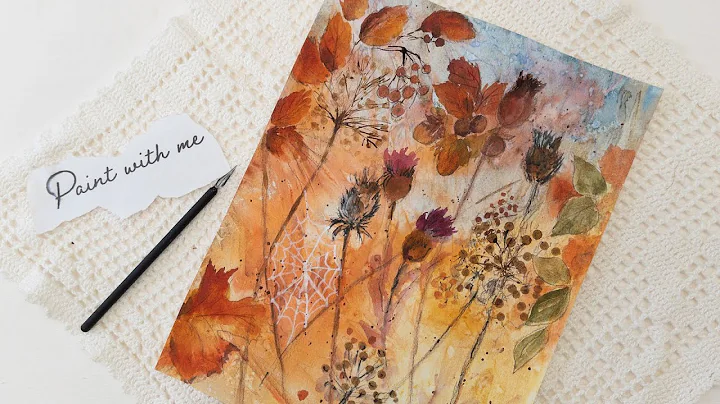 Watercolor Autumn Leaves, Seedheads and Berries - ...