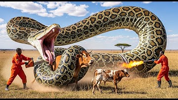 Heroic Rescue Team Saves Innocent Mother Cow from Giant Python Attack !!!