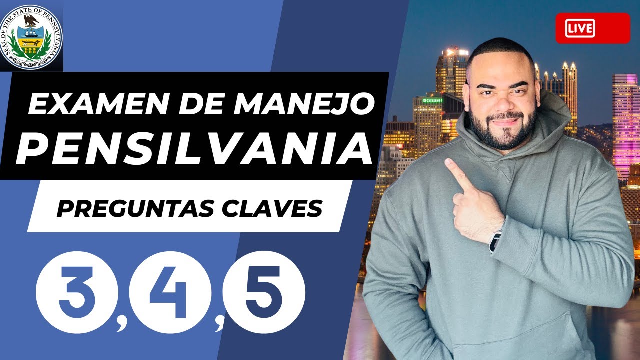 EXAMEN TEORICO DE MANEJO PENSILVANIA EN VIVO I Aprobarás con estas preguntas #3 , 4 y 5