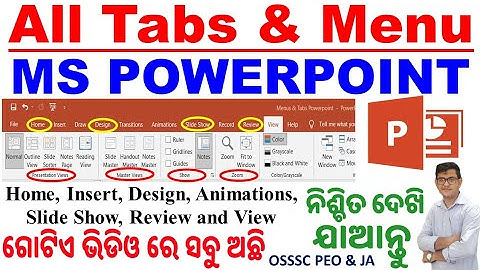 All Tabs and Menu in MS PowerPoint|Microsoft Office PPT|Ribbon,Menu Detail|PEO,JA,RI,ARI,AMIN,SFS,FG