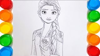 Princess Elsa Frozen Drawing and Coloring For Kids Disney Princess Coloring Pages