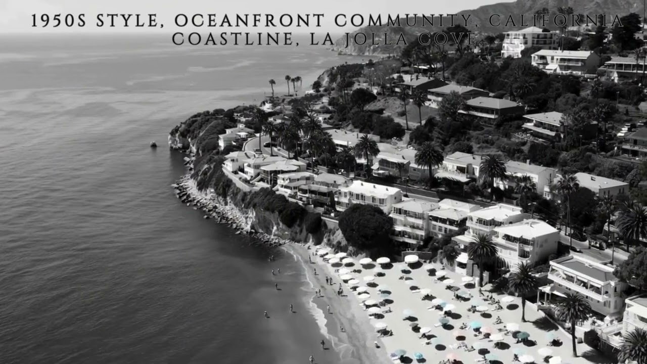 1950s style, oceanfront community, California coastline, La Jolla Cove,