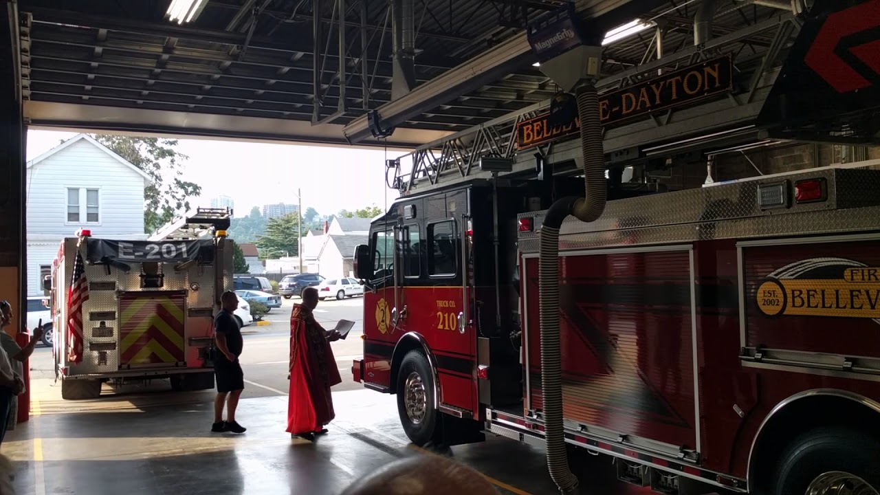 Blessing of the Bellevue Dayton fire department new ladder truck. - YouTube