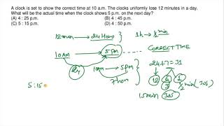 A clock is set to show the correct time at 10 a.m. The clocks uniformly lose 12 minutes in a day.