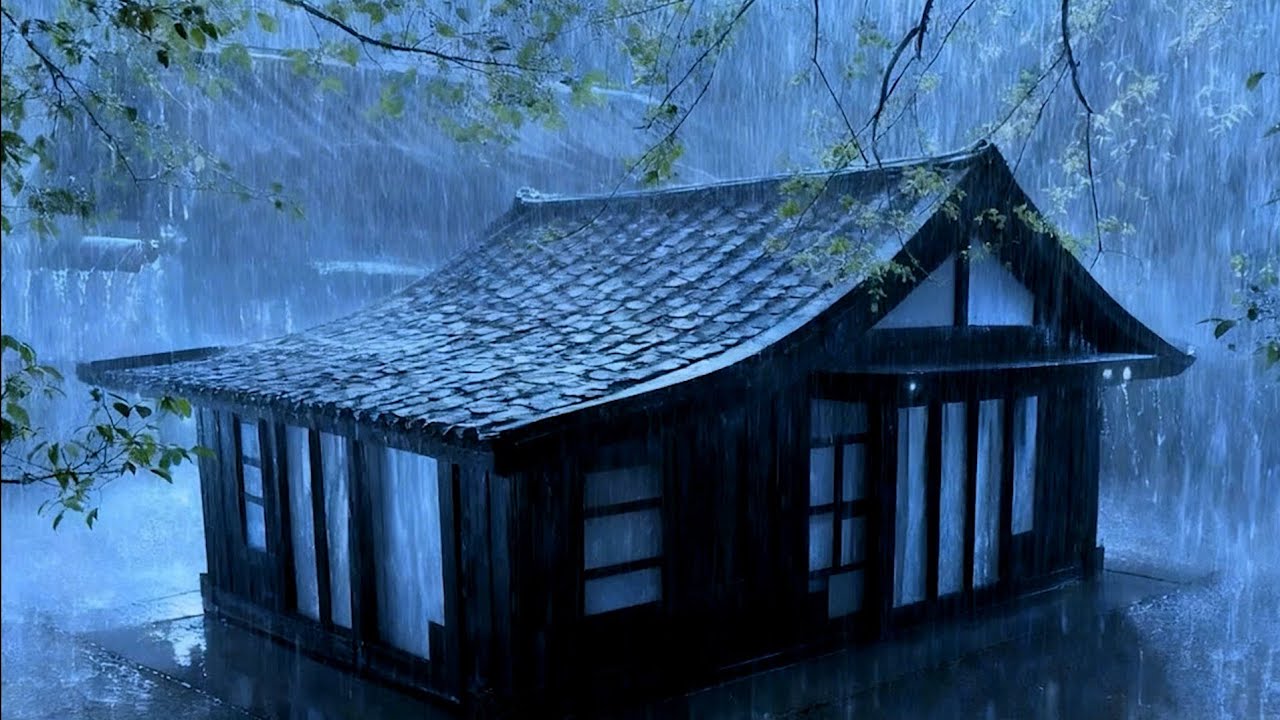 Sleep Instantly Within 3 Minutes with Heavy Rain & Thunder on Ancient House in Foggy Forest at Night