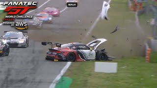 Car SMASHES into the wall at Monza | Fanatec GT World Challenge Powered by AWS