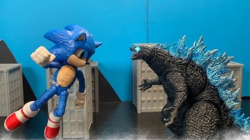 Sonic VS Godzilla an epic battle stop motion