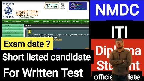 NMDC Exam Short Listed candidate For Written Test || ITI Diploma Student || Advt. No. 05/2021 ||