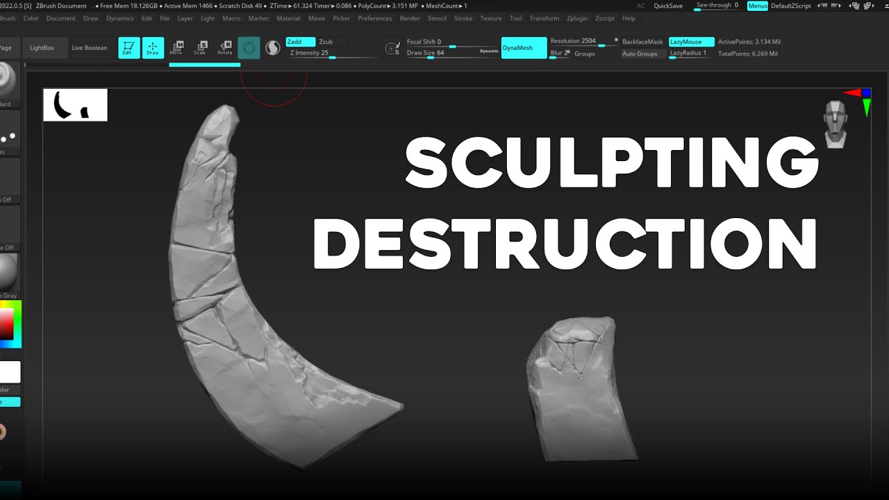 BONUS PART - Stylized 3D Asset Creation - Sculpting Destruction - YouTube