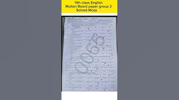 solved mcqs 11th class English group 2 paper 2024 #short #shorts