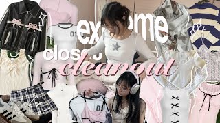 🩰 *EXTREME* CLOSET CLEANOUT\/ MAKEOVER + TOUR 🎧🎀 organization, decluttering (aesthetic, coquette)｡˚♡