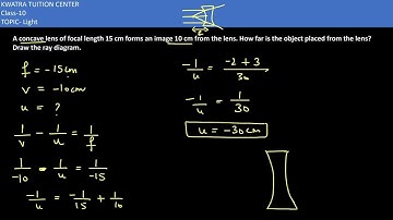 7. A concave lens of focal length 15 cm forms an image 10 cm from the lens. How far is the