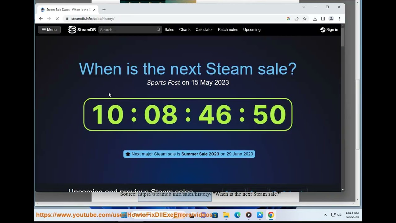 Steam Sale Dates · When is the Next Steam Sale? · Countdown and