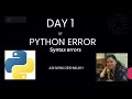Day 1 python error : syntax error in marathi #python errors.
