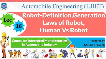 L 16 Robot-Definition, Generation, Laws I Computer Integrated Manufacturing in A.I. I Automobile