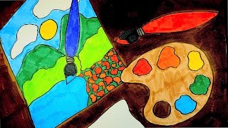 How To Draw A Paint Palette | Childrens Drawing Video
