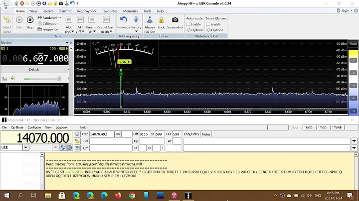 4XZ Israeli Navy haifa 6607 kHz CW Shortwave Airspy HF+ Discovery decoding with FLDIGI