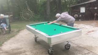 First game on my all-terrain Murphy pool table, Fits with tools and hot rods