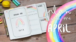 PLAN WITH ME | April 2019 Bullet Journal Setup | Rainbow Theme Idea