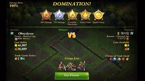 DomiNations Battle | Romans Classical Age: Loot: G46,907/F38,889