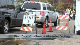 Long lines forming for first day of early in-person voting in Eau Claire