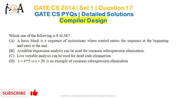 GATE CS 2014 | Set 1 - Question 27 | GATE CS Solutions | GATE CS PYQs | Compiler Design