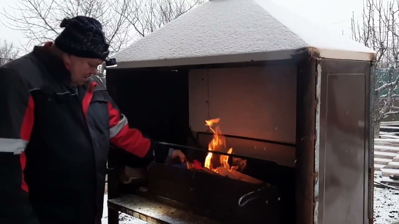 Збираємо врожай в зимку..Смажемо мясо.