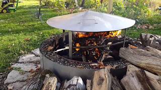 Fire Pit Heat Deflector Cover & Frame. Keeps heat on the ground.
