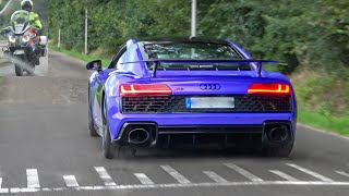 Audi R8 V10 with LOUD  Capristo Exhaust  Accelerations, Launch, Onboard, Stopped by Police!