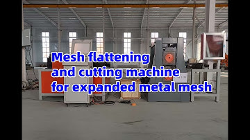 Mesh flattening and cutting machine for expanded metal mesh